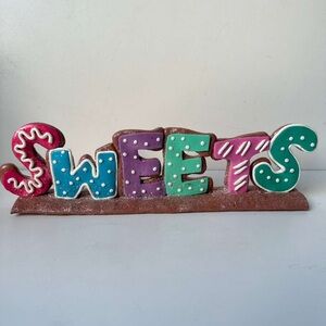 Colorful "SWEETS" Gingerbread Cookie Style Sign Kitchen Decor Display